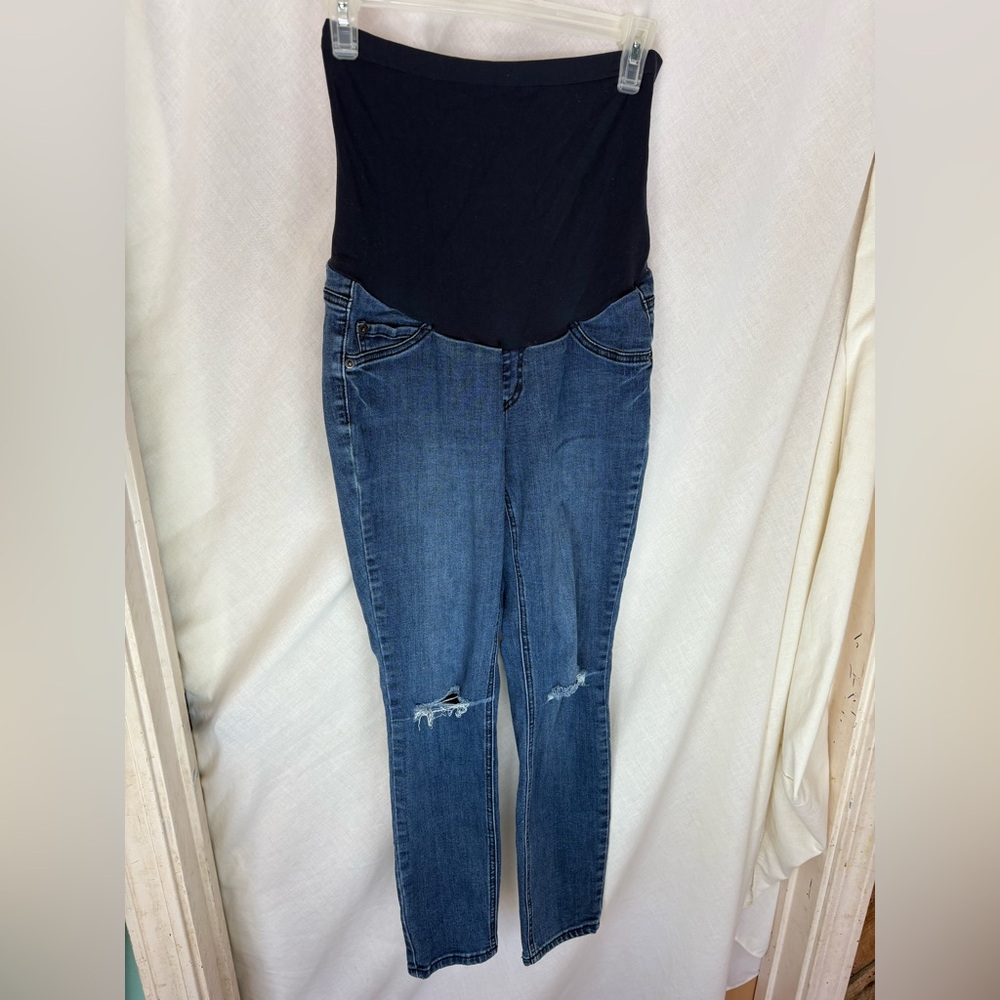Mimi Maternity Jeans Women’s M Belly Band Distressed Skinny Jeans